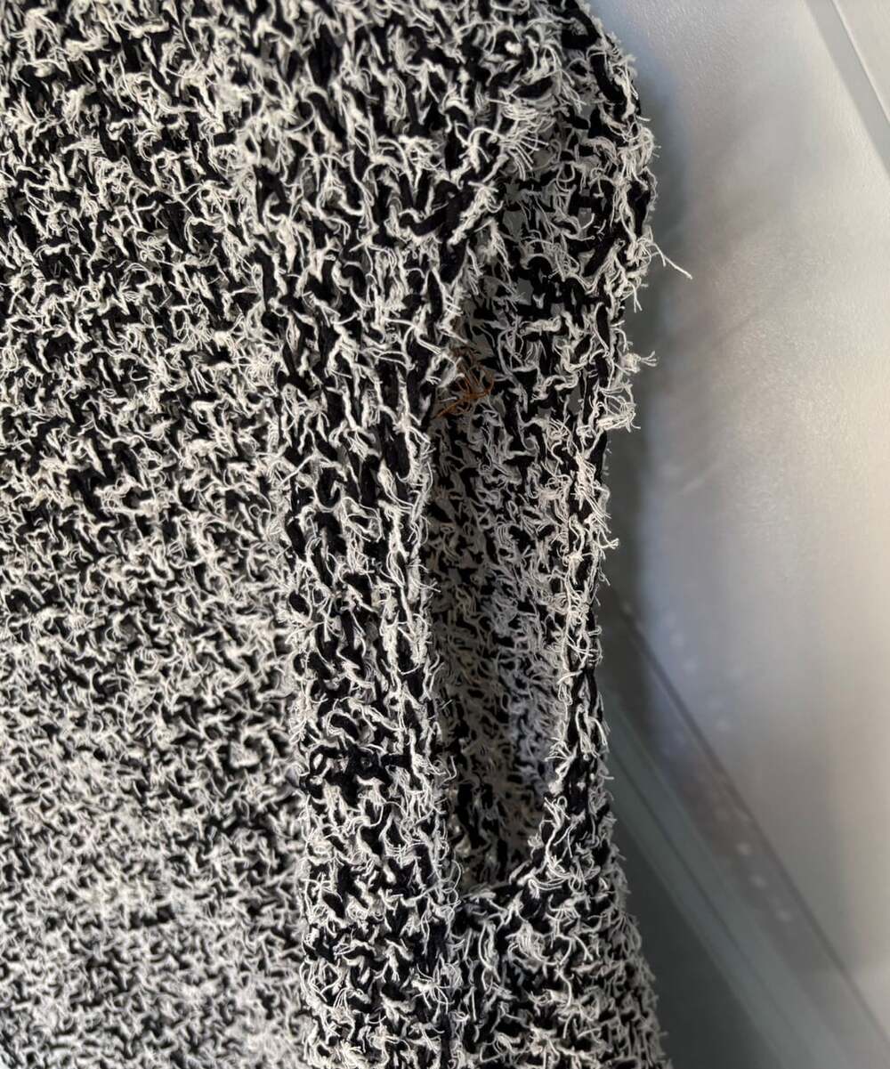 Eileen Fisher Salt & Pepper Boucle Split Back Top Medium - Picture 5 of 11